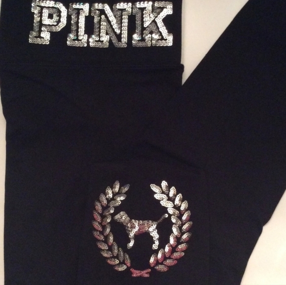 Pink Sequin Bling Black & White Leggings size xs but wears as a small - Picture 3 of 5